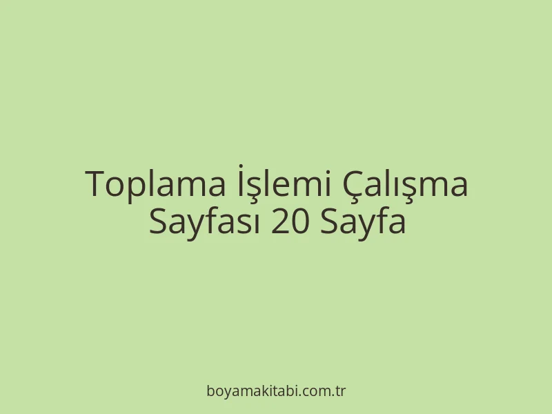 Toplama İşlemi Çalışma Sayfası 20 Sayfa