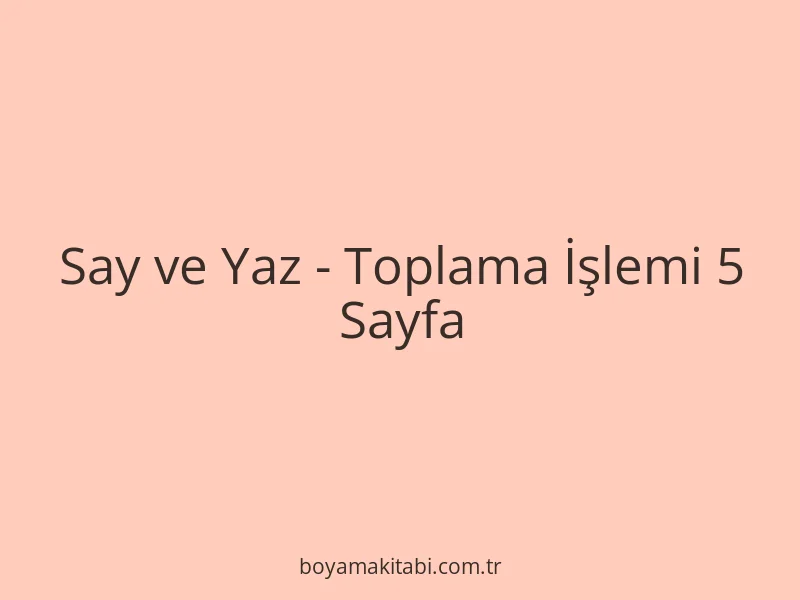 Say ve Yaz - Toplama İşlemi 5 Sayfa