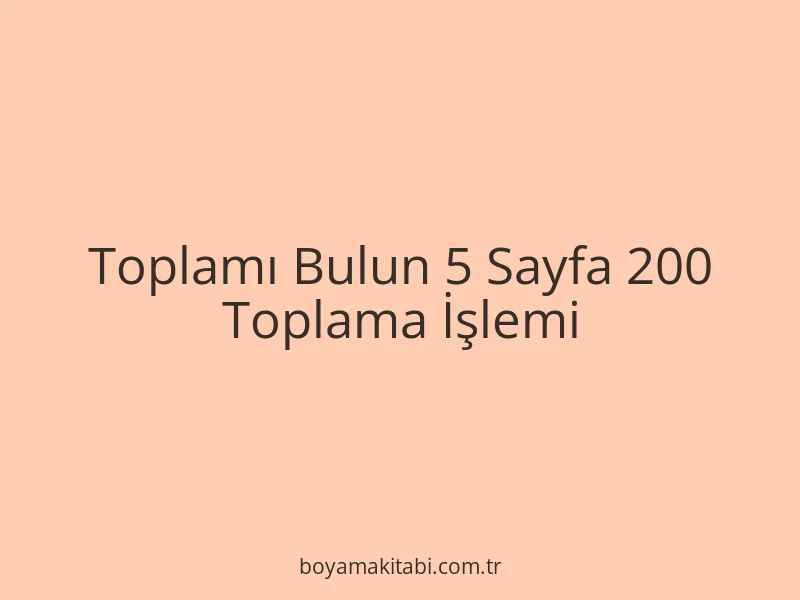 Toplamı Bulun 5 Sayfa 200 Toplama İşlemi