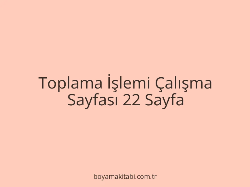 Toplama İşlemi Çalışma Sayfası 22 Sayfa