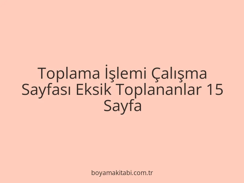 Toplama İşlemi Çalışma Sayfası Eksik Toplananlar 15 Sayfa