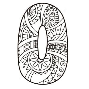 0 Rakamı (Sıfır) boyama sayfası,  coloring page, Güzel desenli 0 rakamı, 