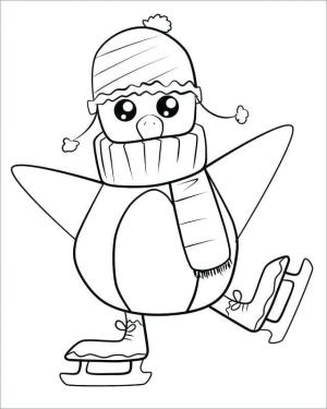 3 Yaş boyama sayfası,  coloring page, Penguen Buz Pateni, 