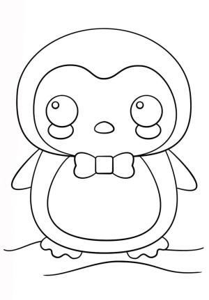 3 Yaş boyama sayfası,  coloring page, Küçük Sevimli Penguen, 