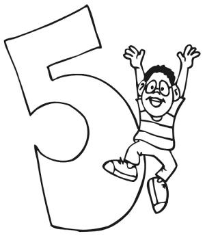 5 Rakamı (Beş) boyama sayfası,  coloring page, bir erkekle 5 numara, 