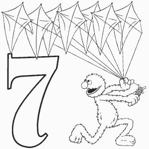 7 Rakamı (Yedi) boyama sayfası,  coloring page, 7 uçurtma ile 7 numara, 