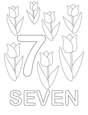 7 Rakamı (Yedi) boyama sayfası,  coloring page, 7 zambaklı 7 numara, 