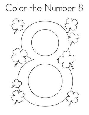 8 Rakamı (Sekiz) boyama sayfası,  coloring page, 8 yonca ile 8 numara, 