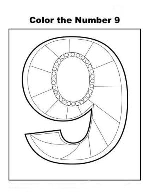 9 Rakamı (Dokuz) boyama sayfası,  coloring page, 9 numara sarmal desende, 