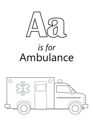 A Harfi boyama sayfası,  coloring page, Ambulans Harf A 1, 