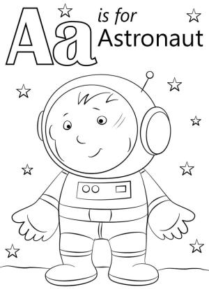 A Harfi boyama sayfası,  coloring page, Astronot A Harfi, 