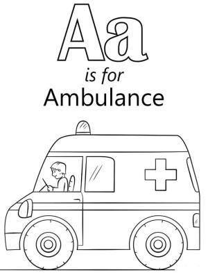 A Harfi boyama sayfası,  coloring page, Ambulans Harf A, 