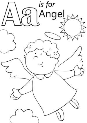 A Harfi boyama sayfası,  coloring page, Melek Harf A, 