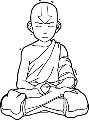 Aang boyama sayfası,  coloring page, Aang Meditasyon Yapıyor, 