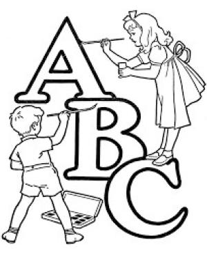 ABC boyama sayfası,  coloring page, İki Çocuklu ABC, 