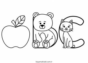 ABC boyama sayfası – PDF indir, sevimli karakter