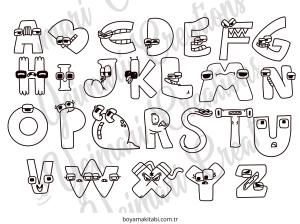 ABC boyama sayfası – eğlenceli etkinlik, el becerilerini geliştirir