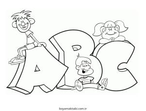 ABC boyama sayfası – renkli çizimler, okul öncesi