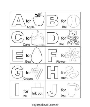 ABC boyama sayfası – basit çizim, kolay boyama