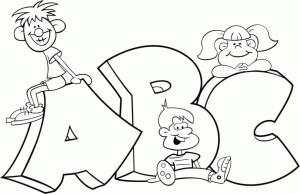 ABC boyama sayfası,  coloring page, Üç Çocuklu ABC, 