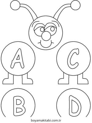 ABC boyama sayfası – sevimli karakter, sanatsal çalışma