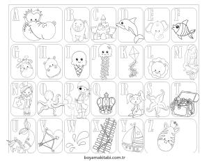 ABC boyama sayfası – evde etkinlik, ücretsiz yazdır