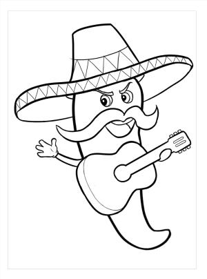 Acı Biber boyama sayfası,  coloring page, Gitar Çalan Biber, 