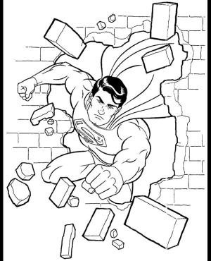 Adalet Birliği (Justice League) boyama sayfası,  coloring page, Süpermen Duvarı Yıkıyor, 