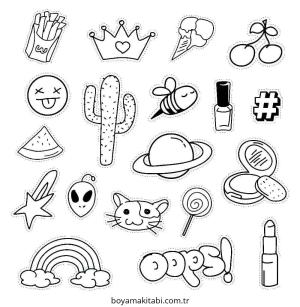 Aesthetic boyama sayfası – renkli çizimler, okul öncesi