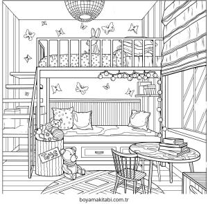 Aesthetic boyama sayfası – eğitici aktivite, yaratıcılık