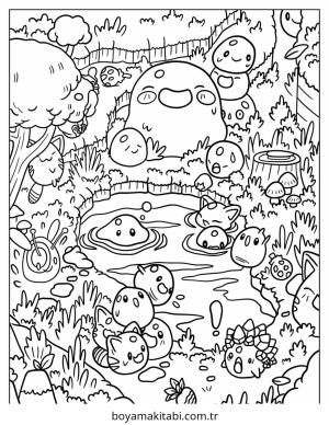 Aesthetic boyama sayfası – çizgi film temalı, basit çizim