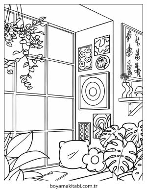 Aesthetic boyama sayfası – okul öncesi, evde etkinlik