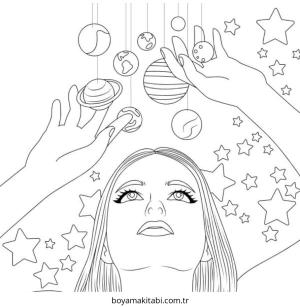 Aesthetic boyama sayfası – el becerilerini geliştirir, boyama çalışması