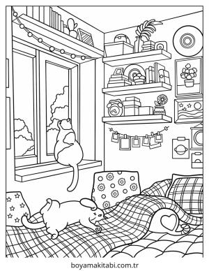 Aesthetic boyama sayfası – çocuk aktivitesi, PDF indir