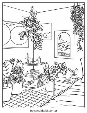 Aesthetic boyama sayfası – çizgi film temalı, basit çizim