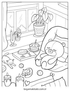 Aesthetic boyama sayfası – basit çizim, kolay boyama