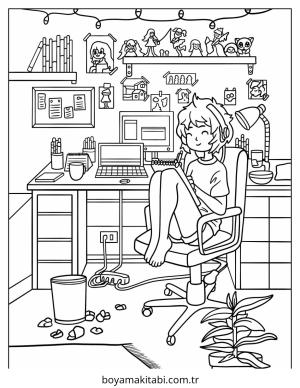 Aesthetic boyama sayfası – boyama etkinliği, çocuk aktivitesi