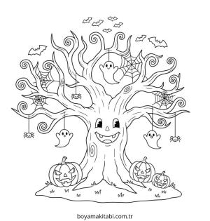 Ağaç boyama sayfası – boyama çalışması, yaratıcılığı geliştirir