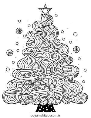 Ağaç boyama sayfası – basit çizim, kolay boyama