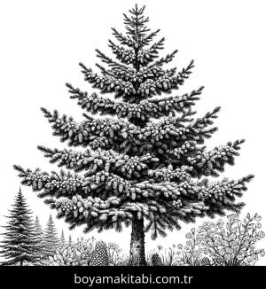 Ağaç boyama sayfası,  coloring page, şekilli, benzersiz, çocuklar için