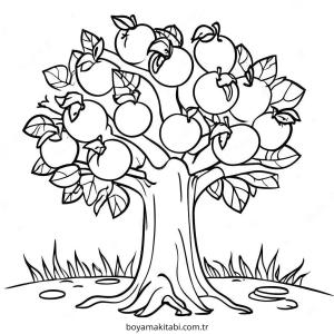 Ağaç boyama sayfası – renkli çizimler, okul öncesi