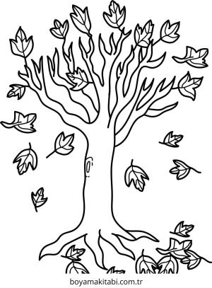 Ağaç boyama sayfası – kolay boyama, eğitici aktivite