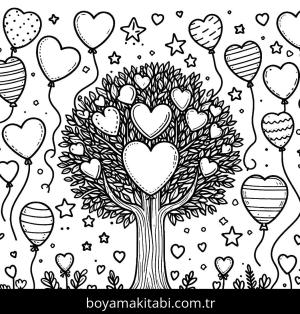 Ağaç boyama sayfası,  coloring page, klasik, şekilli, karakterli