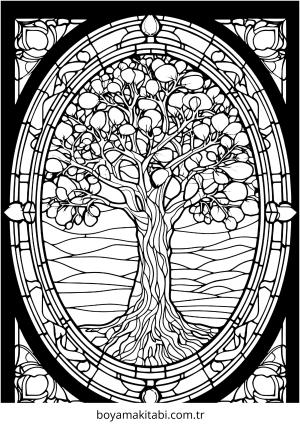 Ağaç boyama sayfası – boyama etkinliği, çocuk aktivitesi