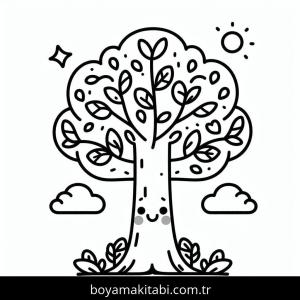 Ağaç boyama sayfası – yaratıcılığı geliştirir, keyifli zaman