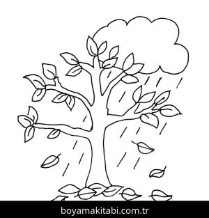 Ağaç boyama sayfası – PDF indir, sevimli karakter