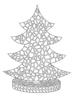 Ağaç boyama sayfası,  coloring page, Noel Ağacı Mozaiği, 