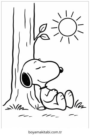 Ağaç boyama sayfası – sanatsal çalışma, çocuklar için