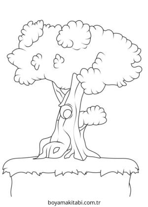 Ağaç boyama sayfası – el becerilerini geliştirir, boyama çalışması