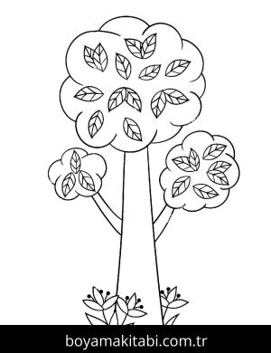 Ağaç boyama sayfası – okul öncesi, evde etkinlik